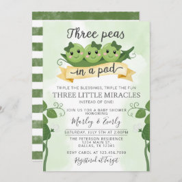 Drie erwten in een Pod Baby shower Invitation Trip Kaart
