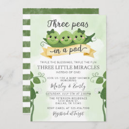 Drie erwten in een Pod Baby shower Invitation Trip Kaart