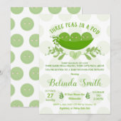 Drie erwten in een Pod Triplets Baby shower Neutra Kaart (Voorkant / Achterkant)