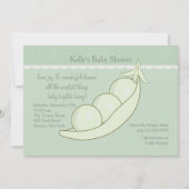 Drie erwten in een uitnodiging tot het Baby shower (Voorkant)