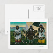 Drie Eskimo Beauties en Sled ReindeerState Briefkaart (Voorkant / Achterkant)