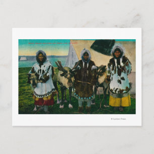 Drie Eskimo Beauties en Sled ReindeerState Briefkaart