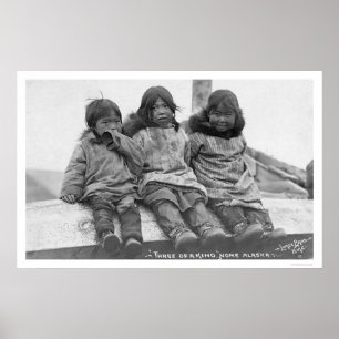Drie Eskimo-kinderen nome 1908 Poster