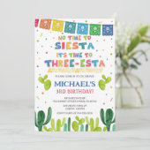 Drie Esta Birthday Uitnodiging (Staand voorkant)