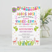 Drie Esta Birthday Uitnodiging (Staand voorkant)