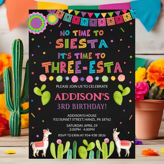 Drie Esta Birthday Uitnodiging