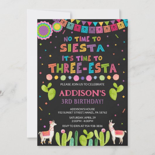 Drie Esta Birthday Uitnodiging (Voorkant)