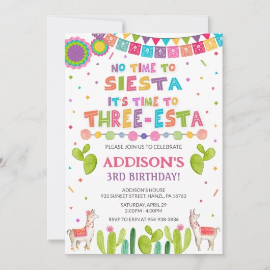 Drie Esta Birthday Uitnodiging (Voorkant)