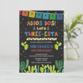 Drie Esta Birthday Uitnodiging (Staand voorkant)