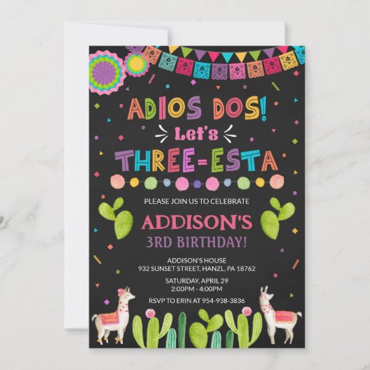Drie Esta Birthday Uitnodiging (Voorkant)
