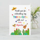 Drie Esta Fiesta 3e verjaardag Bedankkaart (Staand voorkant)