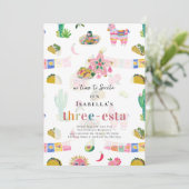 Drie-esta Fiesta 3e Verjaardag Kaart (Staand voorkant)