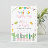 Drie-esta Fiesta Cactus 3e verjaardag Kaart (Staand voorkant)