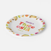 Drie Esta Fiesta Taco Dinsdag 3e Verjaardagsfeest Papieren Bordje (Gekanteld)