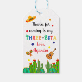 Drie-esta Mexicaanse Fiesta 3e verjaardag feest Cadeaulabel