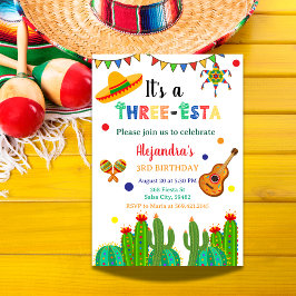 Drie-esta Mexicaanse Fiesta 3e verjaardag feest Kaart