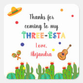 Drie-esta Mexicaanse Fiesta 3e verjaardag feest Vierkante Sticker (Voorkant)