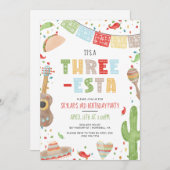 Drie-esta Mexicaanse Fiesta 3e Verjaardag Party Kaart (Voorkant / Achterkant)