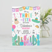 Drie-Esta Mexicaanse Fiesta 3e verjaardagsfeestje Kaart (Staand voorkant)