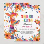 Drie-Esta Mexicaanse Fiesta 3e verjaardagsfeestje Kaart (Voorkant / Achterkant)