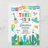Drie-Esta Mexicaanse Fiesta 3e verjaardagsfeestje Kaart (Voorkant)