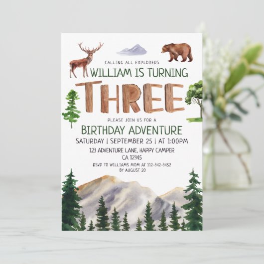 Drie Explorer Adventure Boys 3e verjaardag Kaart (Staand voorkant)