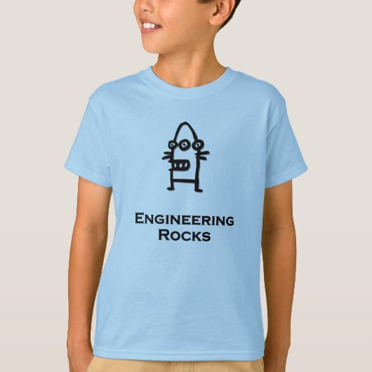 Drie Eye Bot Engineering Rocks T-shirt (Voorkant)