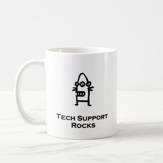 Drie Eye Bot Tech Support Rocks Koffiemok (Links)
