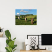 Drie ezels in een veld foto poster (Thuiskantoor)