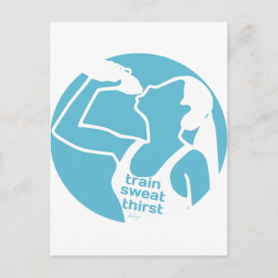 DRIE (F) blauwe TREINSWEAT Briefkaart