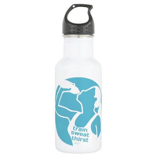DRIE (F) blauwe TREINSWEAT Waterfles (Voorkant)