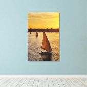 Drie falukas met toeristen op de Nijl bij Canvas Afdruk (Insitu (Houten vloer))