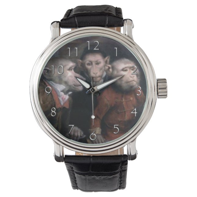 Drie Fancy Apen Horloge (Voorkant)