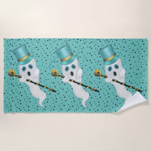 Drie Fancy Geesten in Topjes Pet Canes Black Stars Strandlaken (Voorkant)