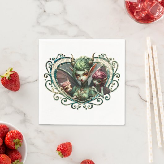 Drie feeën, de metgezellen van het magische hart. servet (Insitu)