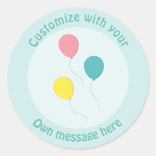 Drie feestballonnen aangepaste tekst ronde sticker (Voorkant)
