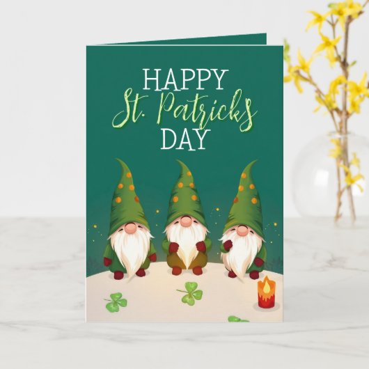 Drie Feestelijke Kabouters Klaver St. Patrick's Da Kaart (Gele Bloem)