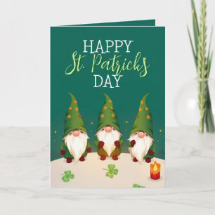 Drie Feestelijke Kabouters Klavertjes St. Patrick' Kaart