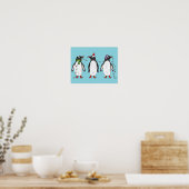 Drie Feestelijke Kerst Pinguïn Illustratie Poster (Keuken)