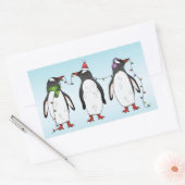 Drie Feestelijke Kerst Pinguïn Illustratie Rechthoekige Sticker (Envelop)