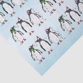 Drie Feestelijke Kerst Pinguïn Illustratie Tissuepapier (Detail)