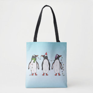 Drie Feestelijke Kerst Pinguïn Illustratie Tote Bag
