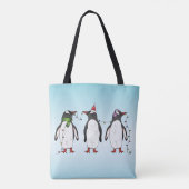 Drie Feestelijke Kerst Pinguïn Illustratie Tote Bag (Achterkant)