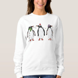 Drie Feestelijke Kerst Pinguïn Illustratie Trui