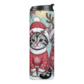 Drie Feestelijke Kerstkatjes Thermosbeker (Gedraaid links)