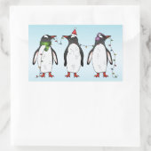 Drie feestelijke kerstpinguïns Illustratie Rechthoekige Sticker (Tas)