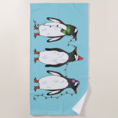 Drie feestelijke kerstpinguïns Illustratie Strandlaken (Voorkant)