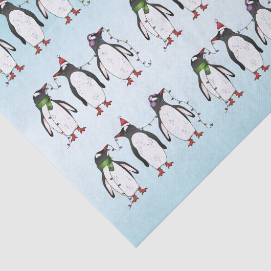 Drie feestelijke kerstpinguïns Illustratie Tissuepapier (Detail)