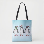 Drie feestelijke kerstpinguïns Illustratie Tote Bag (Voorkant)