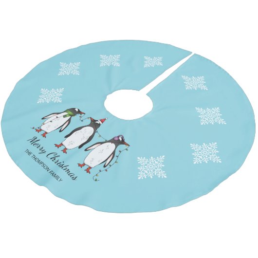 Drie feestelijke kerstpinguïns met aangepaste teks kerstboom rok (Gekanteld)